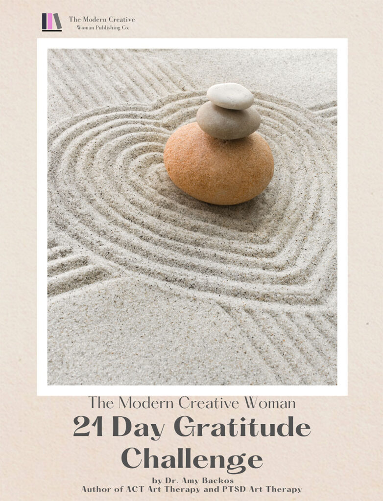 The cover of the 21 day gratitude challenge workbook - a smooth stretch of sand with lines on it.